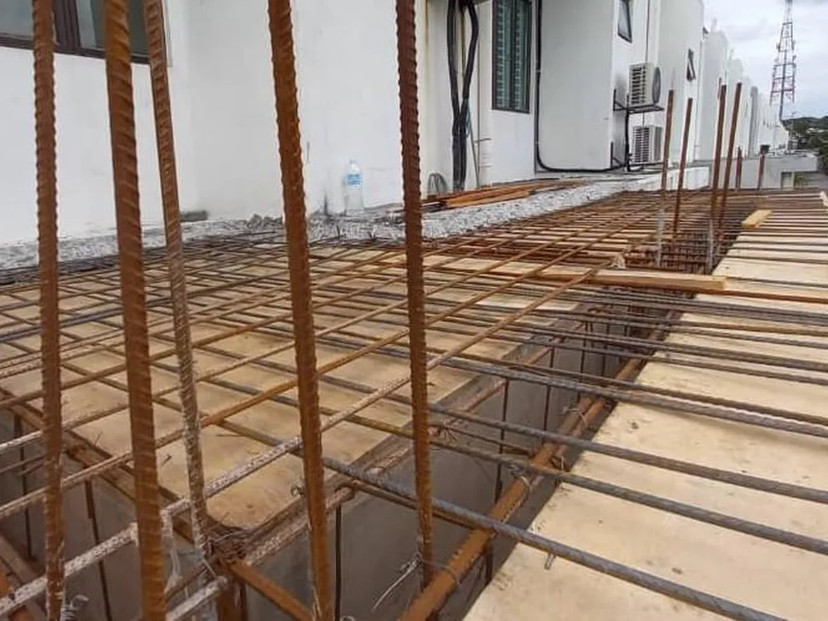 Reinforcement steel prepared for concrete works